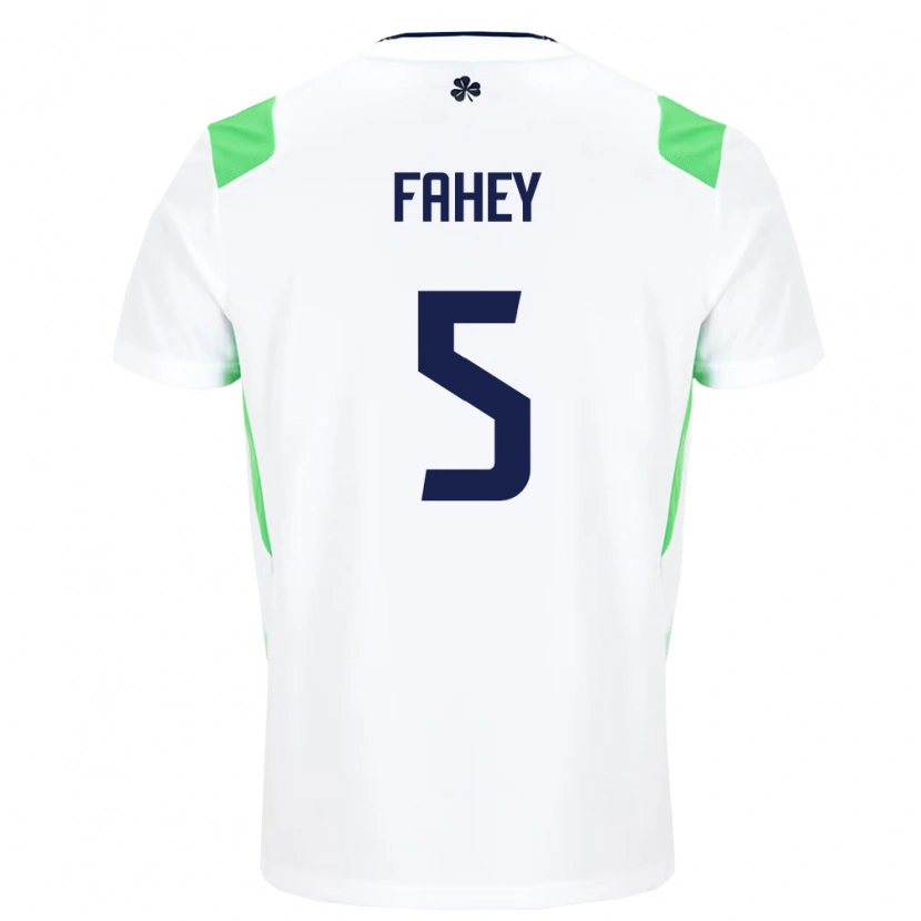 Danxen Men Ireland Niamh Fahey #5 White Light Green Away Jersey 26-28 T-Shirt