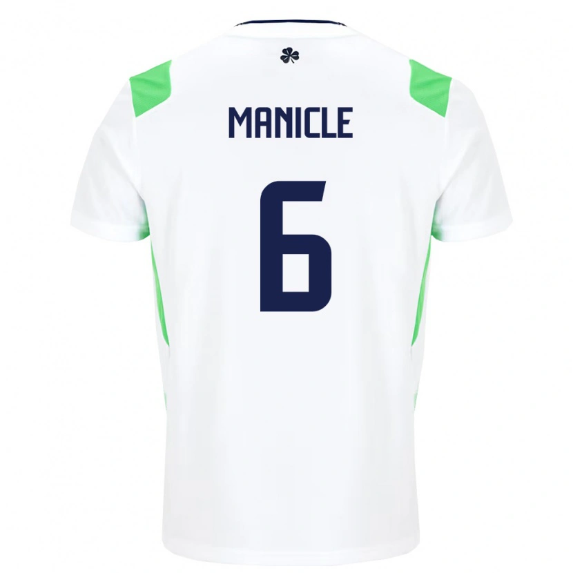 Danxen Men Ireland Joe Manicle #6 White Light Green Away Jersey 26-28 T-Shirt