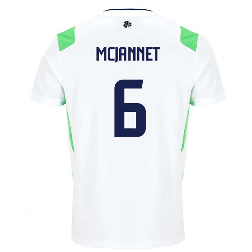 Danxen Men Ireland Ed Mcjannet #6 White Light Green Away Jersey 26-28 T-Shirt