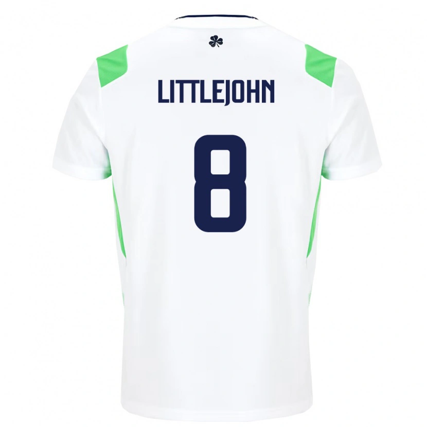 Danxen Men Ireland Ruesha Littlejohn #8 White Light Green Away Jersey 26-28 T-Shirt