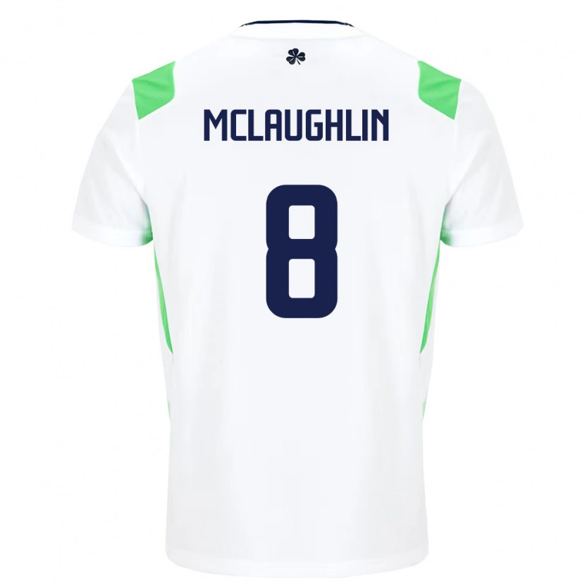 Danxen Men Ireland Roma Mclaughlin #8 White Light Green Away Jersey 26-28 T-Shirt