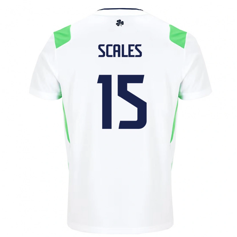 Danxen Men Ireland Liam Scales #15 White Light Green Away Jersey 26-28 T-Shirt