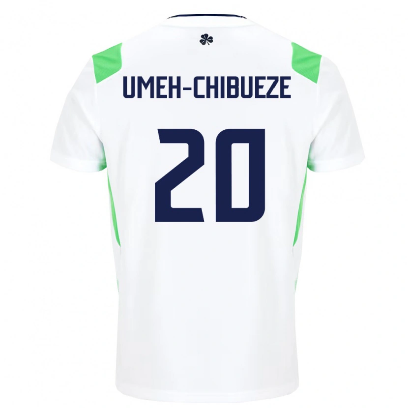 Danxen Men Ireland Franco Umeh-Chibueze #20 White Light Green Away Jersey 26-28 T-Shirt