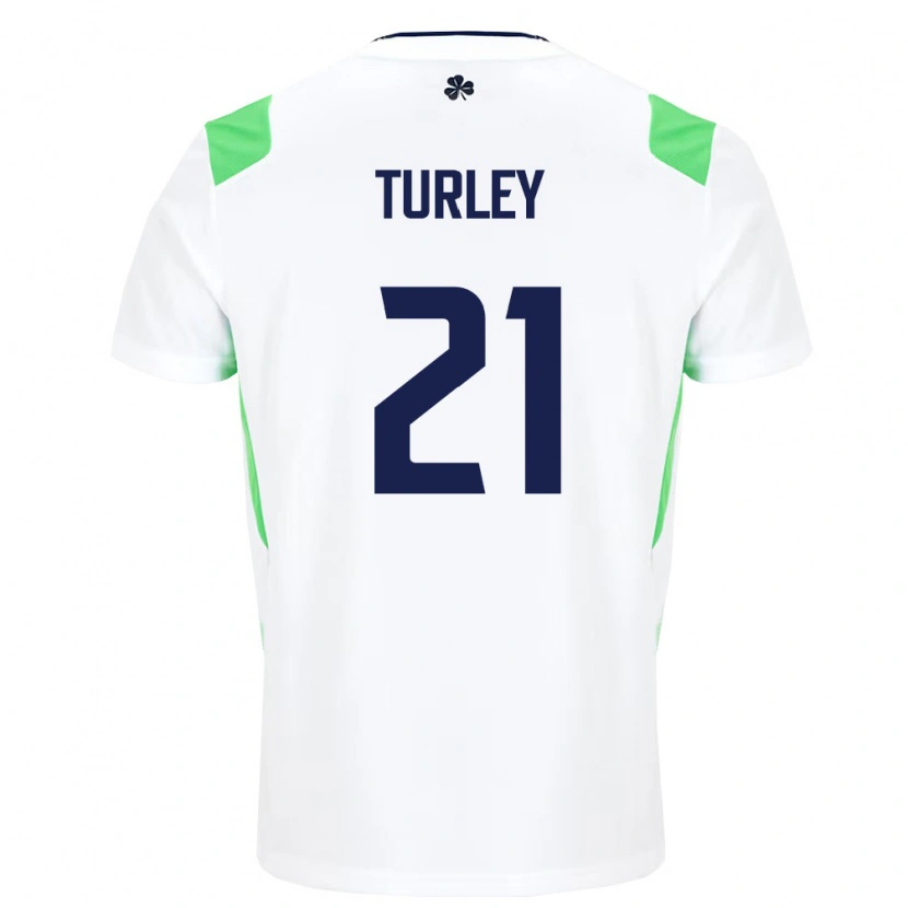 Danxen Men Ireland Freddie Turley #21 White Light Green Away Jersey 26-28 T-Shirt