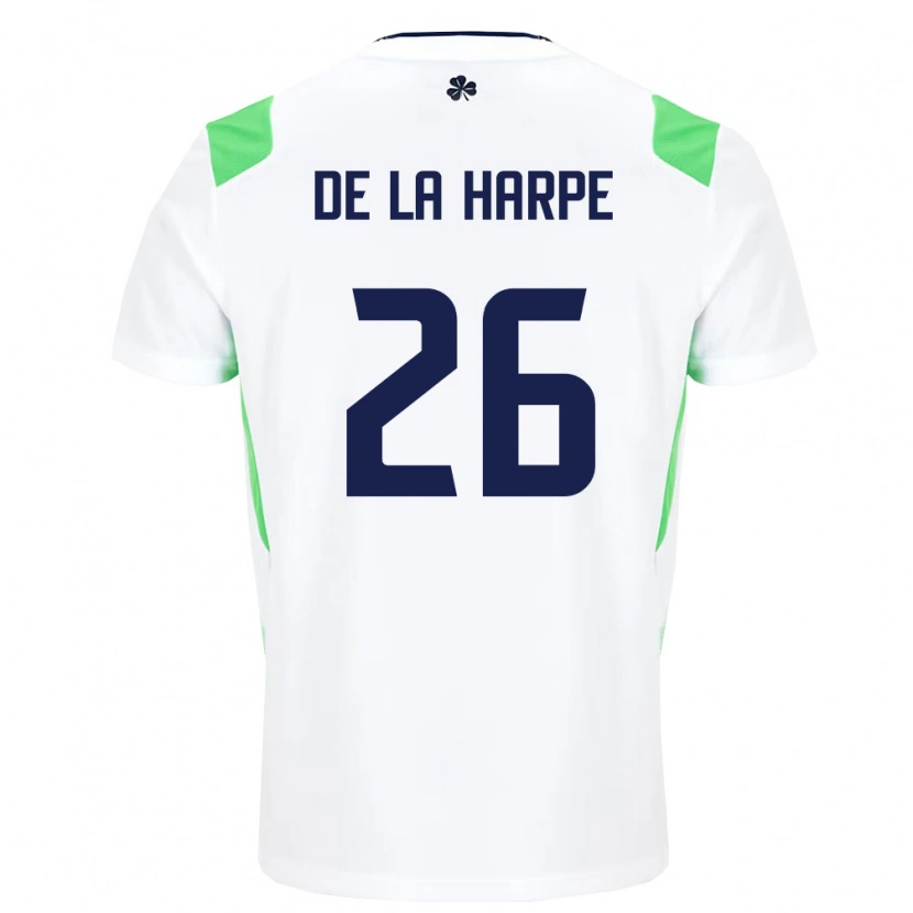 Danxen Men Ireland Deborah-Anne De La Harpe #26 White Light Green Away Jersey 26-28 T-Shirt