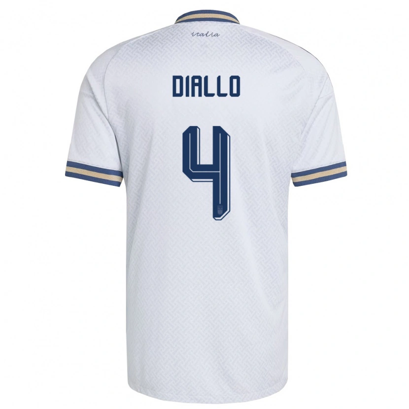Danxen Men Italy Djibril Diallo #4 Off-White Navy Gold Away Jersey 26-28 T-Shirt