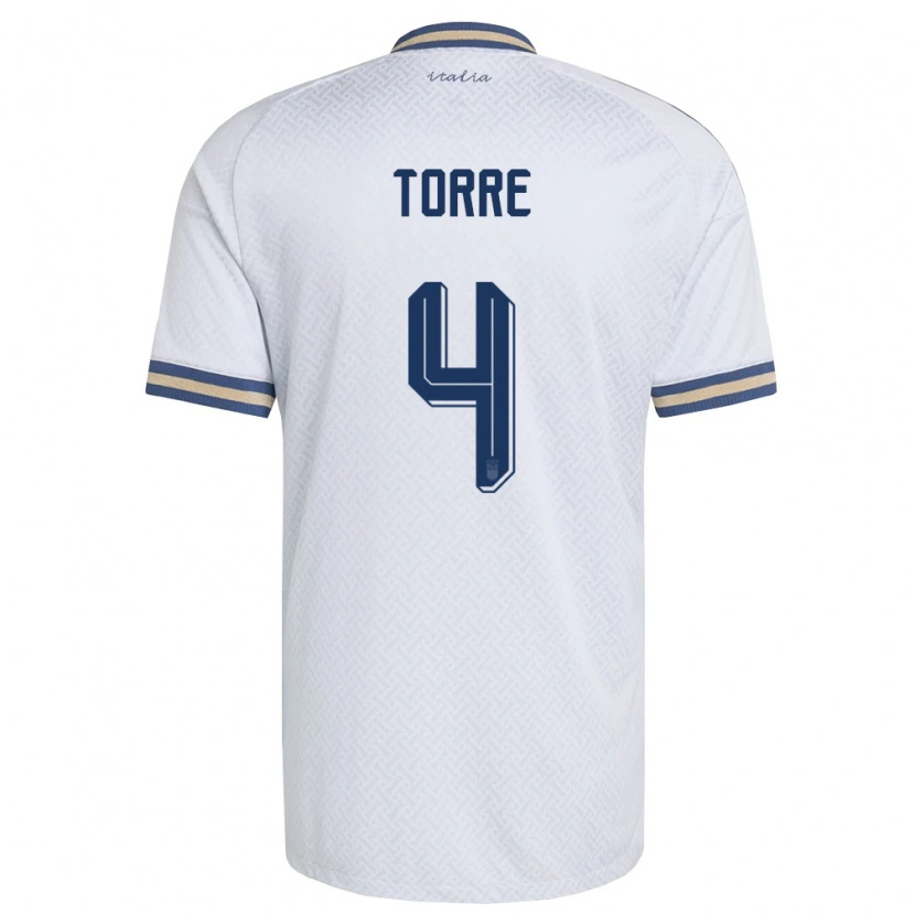 Danxen Men Italy Pietro La Torre #4 Off-White Navy Gold Away Jersey 26-28 T-Shirt