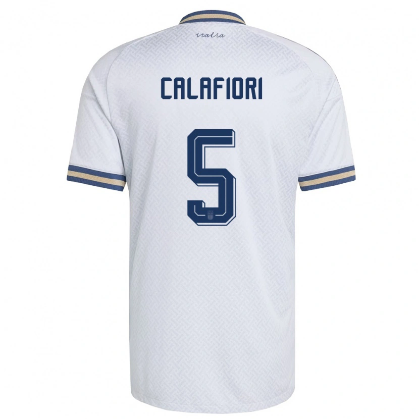 Danxen Men Italy Riccardo Calafiori #5 Off-White Navy Gold Away Jersey 26-28 T-Shirt