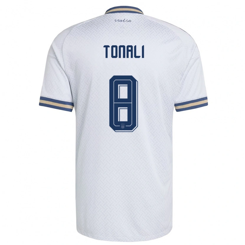 Danxen Men Italy Sandro Tonali #8 Off-White Navy Gold Away Jersey 26-28 T-Shirt
