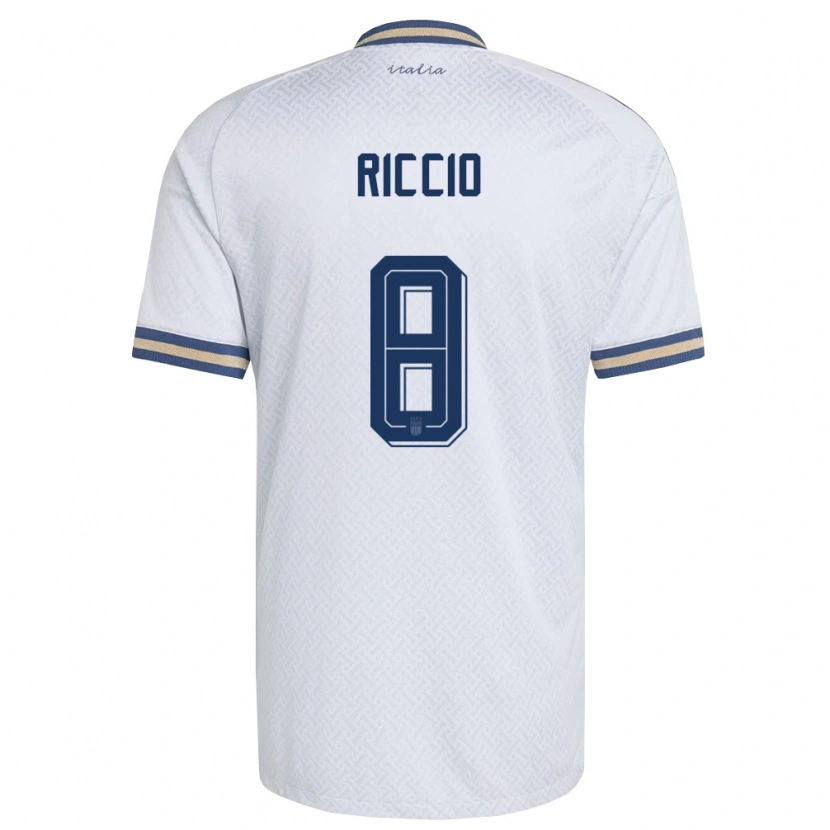 Danxen Men Italy Lorenzo Riccio #8 Off-White Navy Gold Away Jersey 26-28 T-Shirt