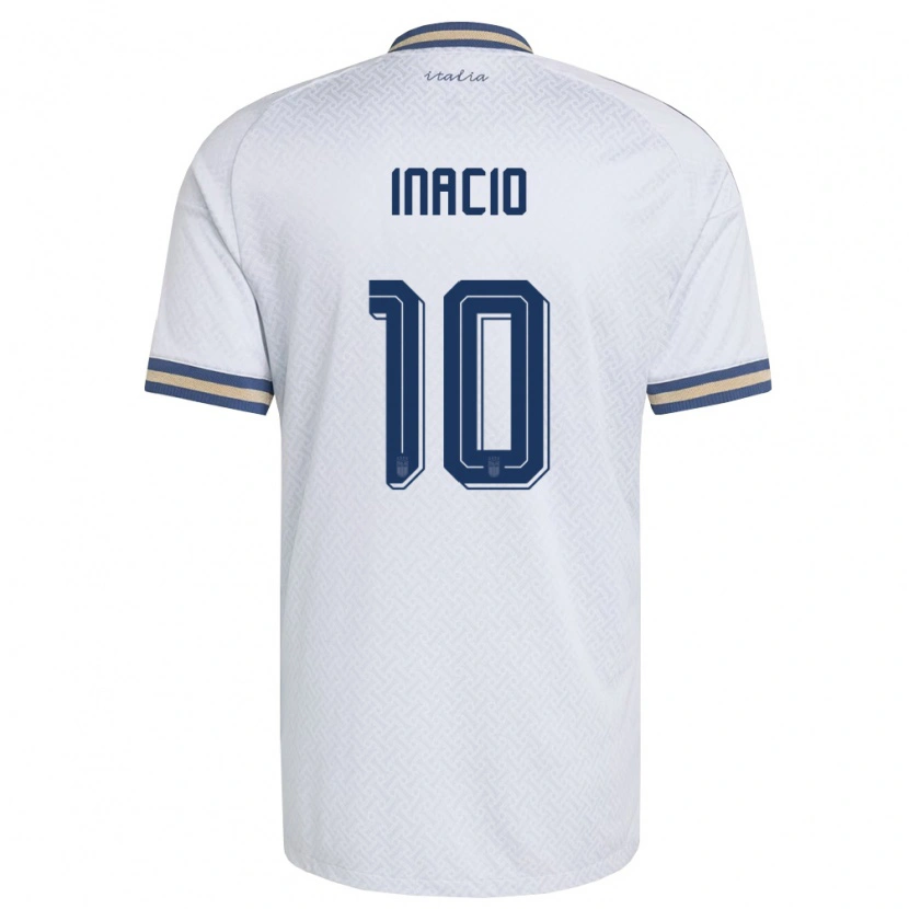 Danxen Men Italy Samuele Inácio #10 Off-White Navy Gold Away Jersey 26-28 T-Shirt