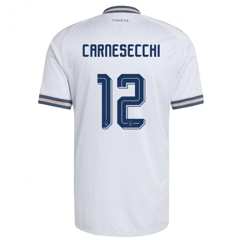 Danxen Men Italy Marco Carnesecchi #12 Off-White Navy Gold Away Jersey 26-28 T-Shirt