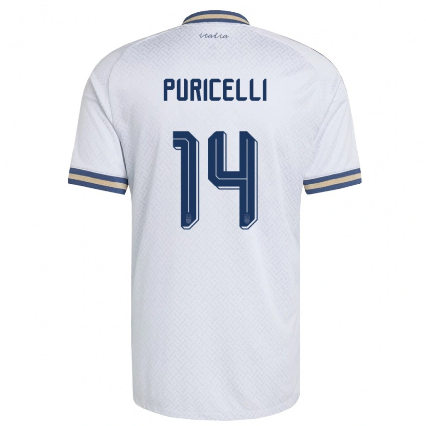 Danxen Men Italy Lorenzo Puricelli #14 Off-White Navy Gold Away Jersey 26-28 T-Shirt