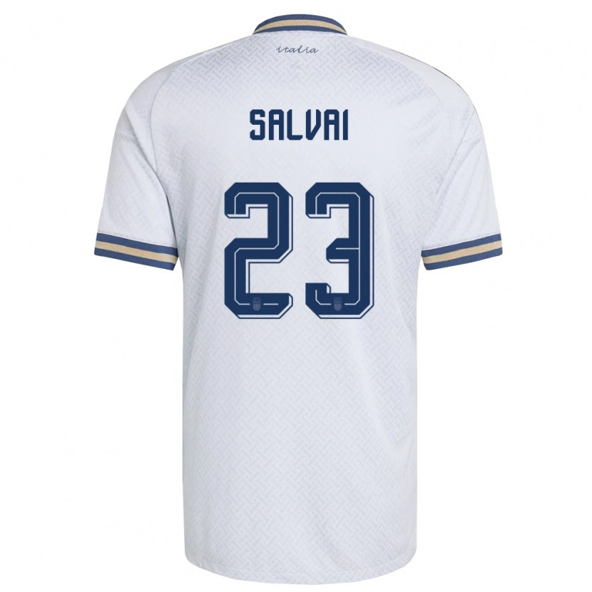 Danxen Men Italy Cecilia Salvai #23 Off-White Navy Gold Away Jersey 26-28 T-Shirt