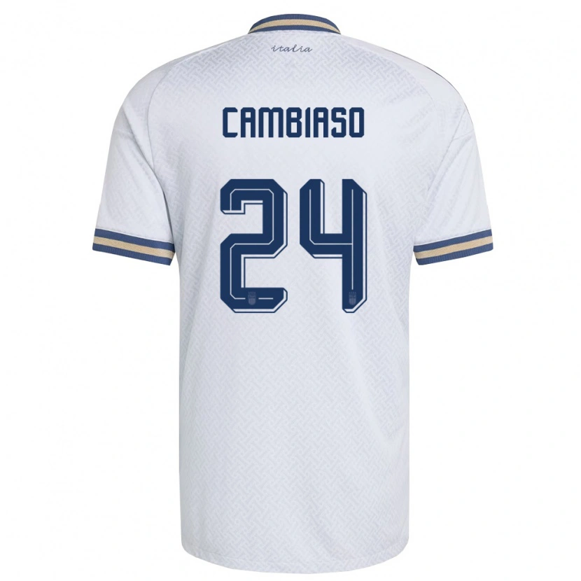 Danxen Men Italy Andrea Cambiaso #24 Off-White Navy Gold Away Jersey 26-28 T-Shirt
