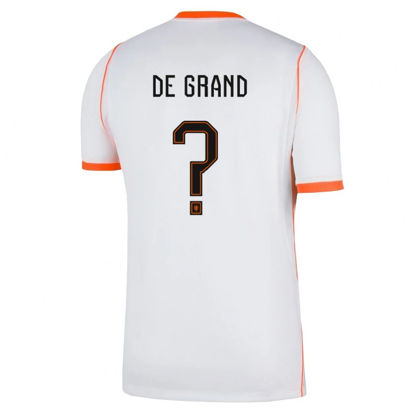 Danxen Men Netherlands Sam De Grand #0 White Orange Away Jersey 26-28 T-Shirt
