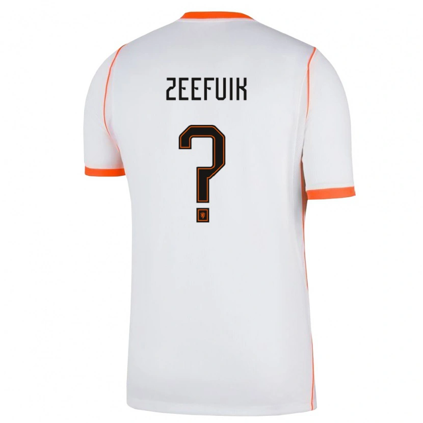 Danxen Men Netherlands Lequincio Zeefuik #0 White Orange Away Jersey 26-28 T-Shirt