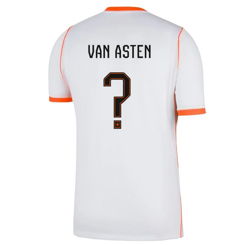 Danxen Men Netherlands Robin Van Asten #0 White Orange Away Jersey 26-28 T-Shirt