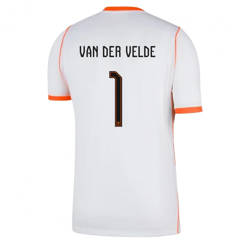 Danxen Men Netherlands Valentijn Van Der Velde #1 White Orange Away Jersey 26-28 T-Shirt