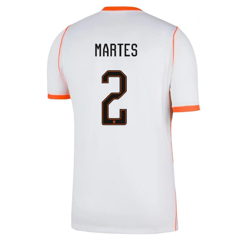 Danxen Men Netherlands Lushendry Martes #2 White Orange Away Jersey 26-28 T-Shirt