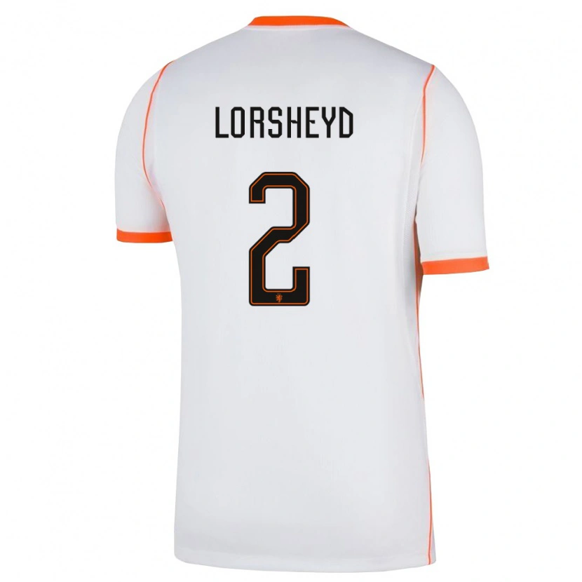 Danxen Men Netherlands Barbara Lorsheyd #2 White Orange Away Jersey 26-28 T-Shirt