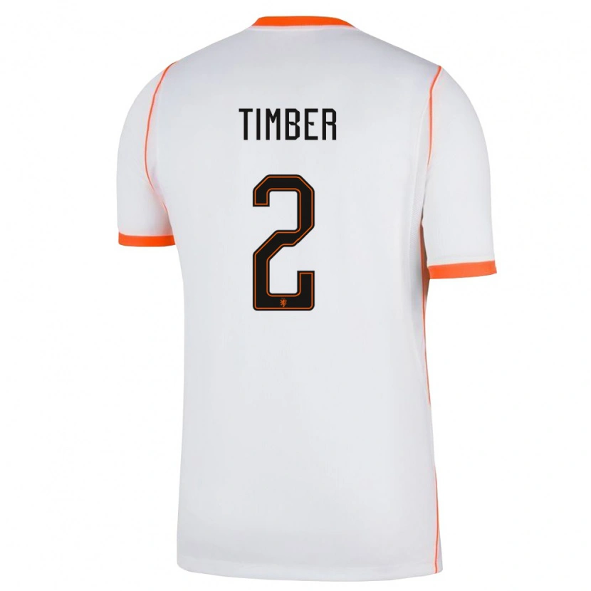 Danxen Men Netherlands Jurriën Timber #2 White Orange Away Jersey 26-28 T-Shirt