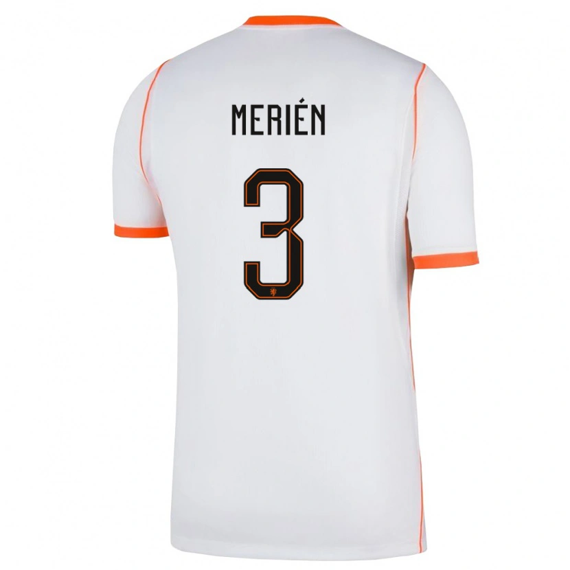 Danxen Men Netherlands Fabian Merién #3 White Orange Away Jersey 26-28 T-Shirt