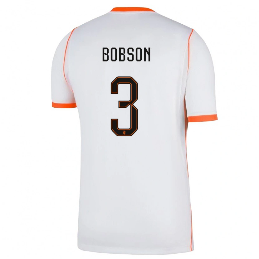 Danxen Men Netherlands Ersien Bobson #3 White Orange Away Jersey 26-28 T-Shirt