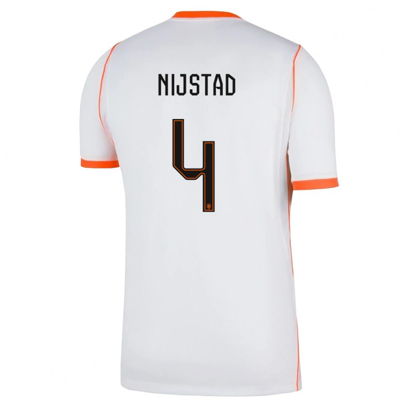 Danxen Men Netherlands Ruud Nijstad #4 White Orange Away Jersey 26-28 T-Shirt