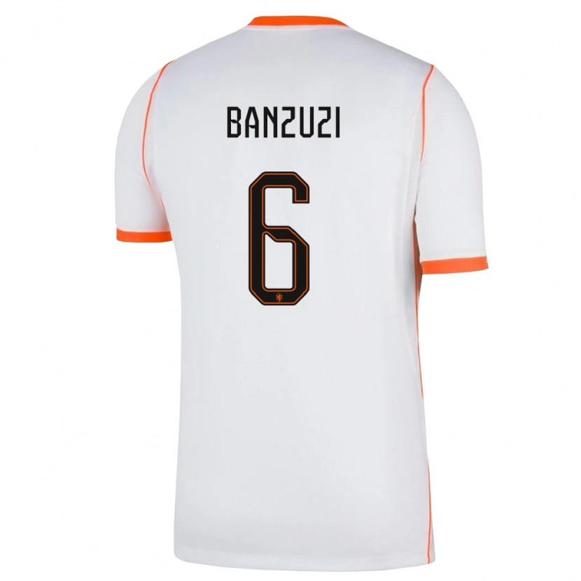 Danxen Men Netherlands Ezechiel Banzuzi #6 White Orange Away Jersey 26-28 T-Shirt