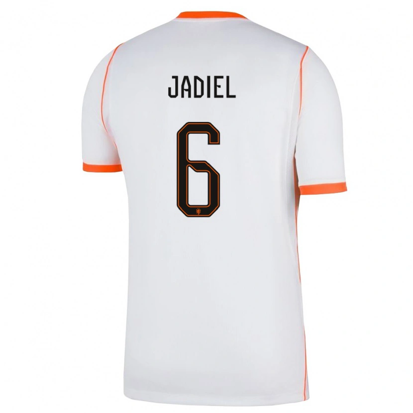 Danxen Men Netherlands Jadiel Pereira Da Gama #6 White Orange Away Jersey 26-28 T-Shirt