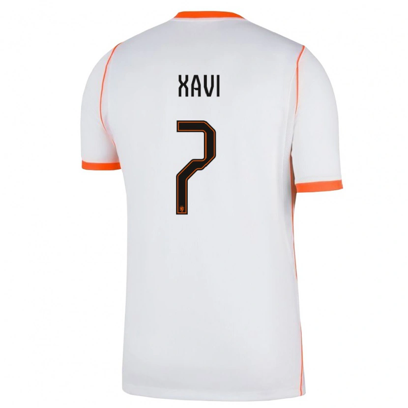 Danxen Men Netherlands Xavi Simons #7 White Orange Away Jersey 26-28 T-Shirt