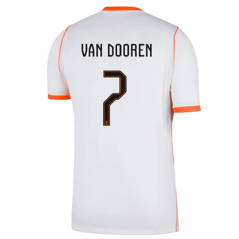 Danxen Men Netherlands Kayleigh Van Dooren #7 White Orange Away Jersey 26-28 T-Shirt