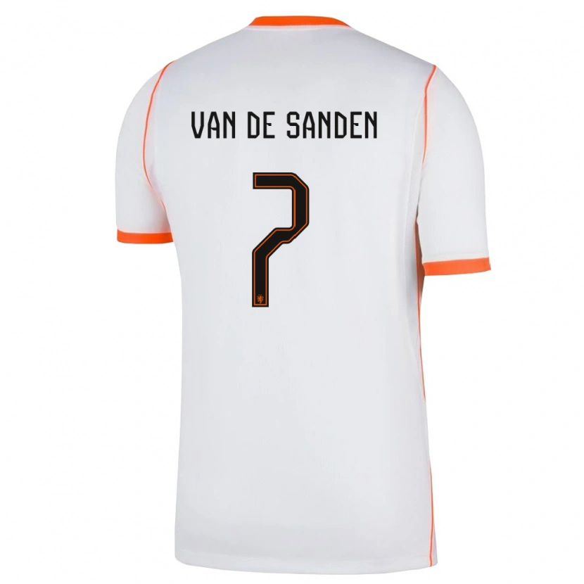 Danxen Men Netherlands Shanice Van De Sanden #7 White Orange Away Jersey 26-28 T-Shirt
