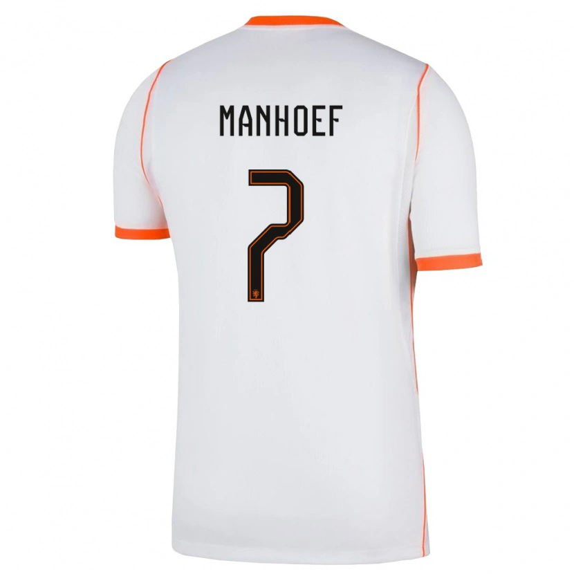 Danxen Men Netherlands Million Manhoef #7 White Orange Away Jersey 26-28 T-Shirt