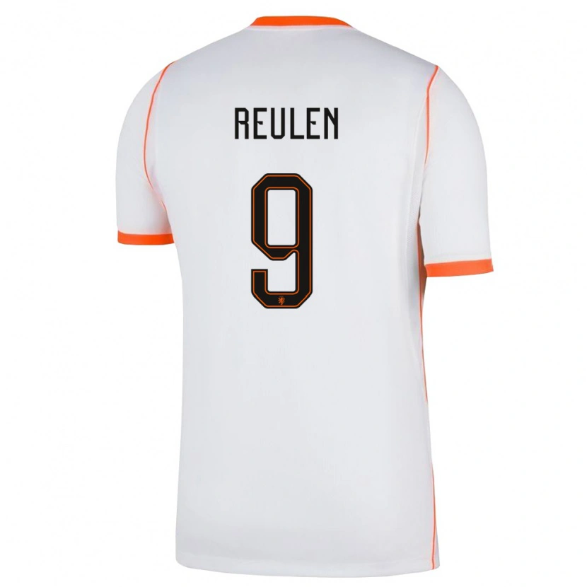 Danxen Men Netherlands Pepijn Reulen #9 White Orange Away Jersey 26-28 T-Shirt