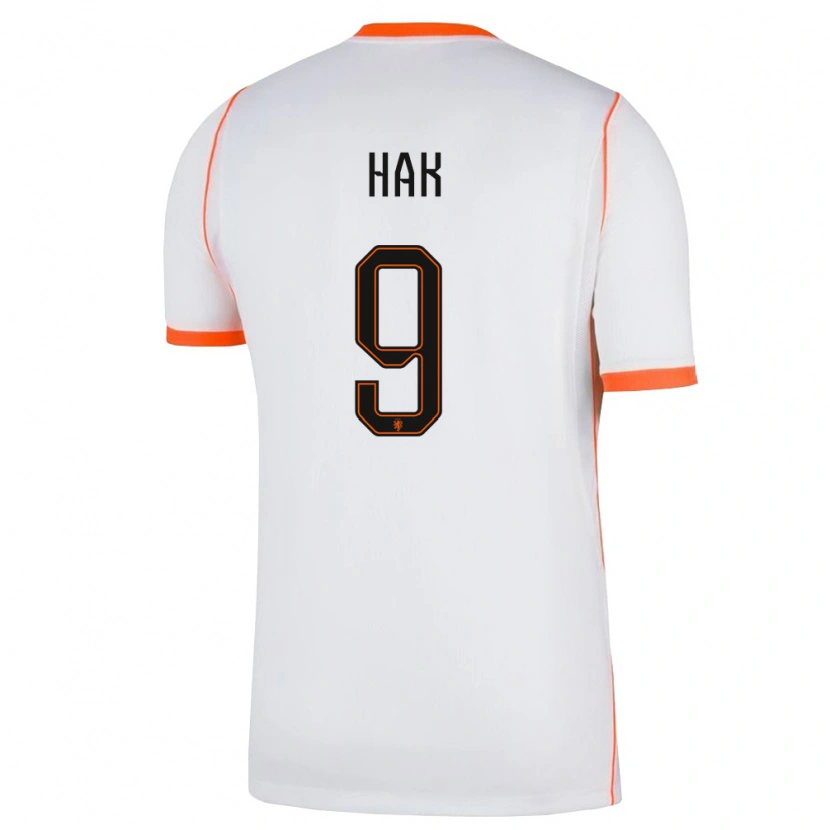 Danxen Men Netherlands Xavi Hak #9 White Orange Away Jersey 26-28 T-Shirt
