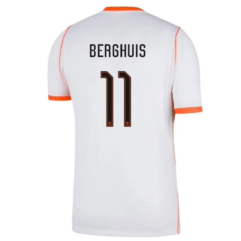 Danxen Men Netherlands Steven Berghuis #11 White Orange Away Jersey 26-28 T-Shirt