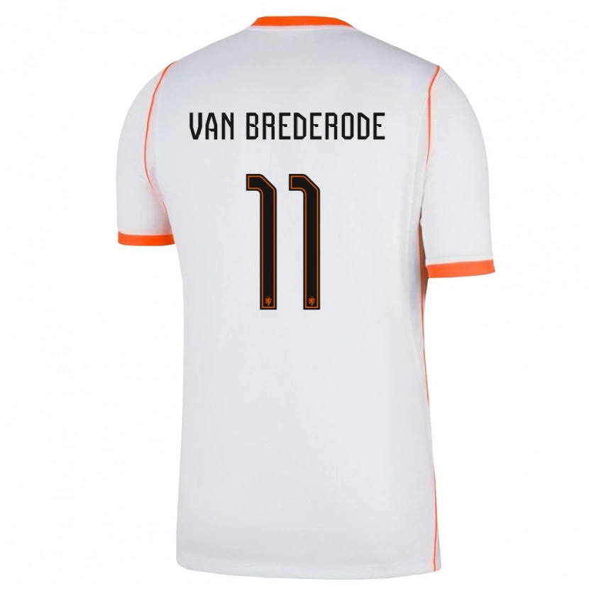 Danxen Men Netherlands Myron Van Brederode #11 White Orange Away Jersey 26-28 T-Shirt