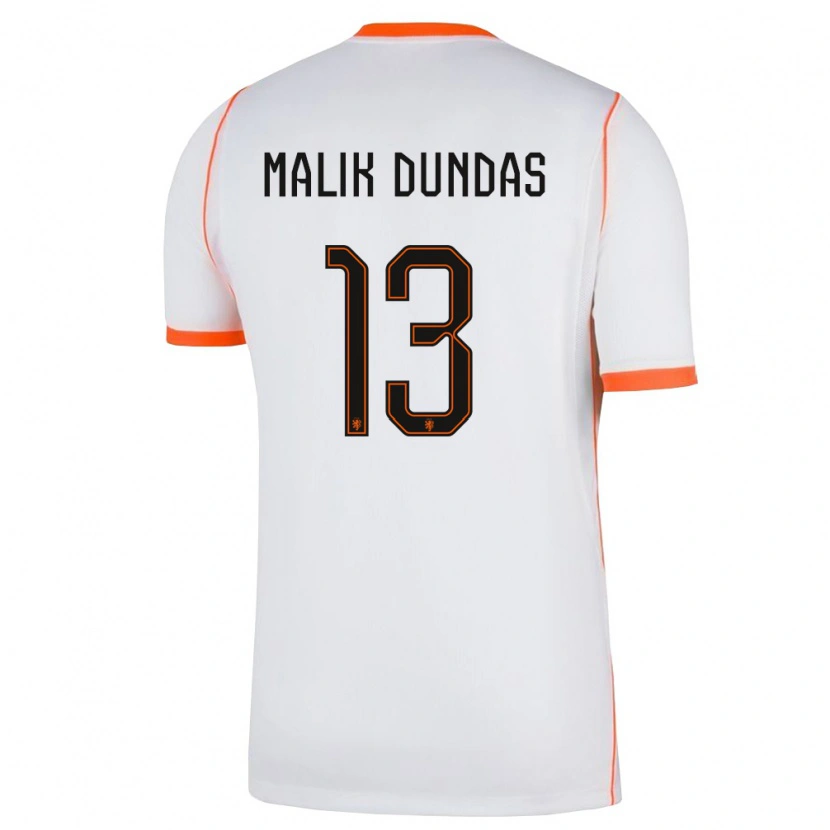 Danxen Men Netherlands Noa Malik Dundas #13 White Orange Away Jersey 26-28 T-Shirt