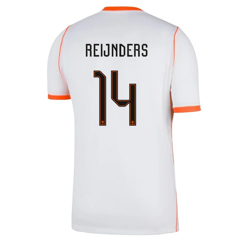 Danxen Men Netherlands Tijjani Reijnders #14 White Orange Away Jersey 26-28 T-Shirt