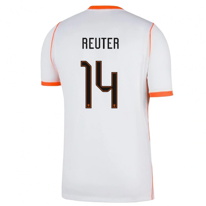 Danxen Men Netherlands Frederick Reuter #14 White Orange Away Jersey 26-28 T-Shirt