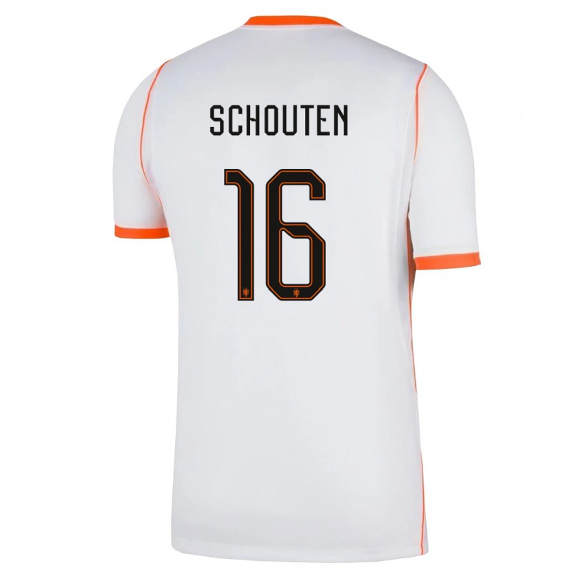 Danxen Men Netherlands Jerdy Schouten #16 White Orange Away Jersey 26-28 T-Shirt