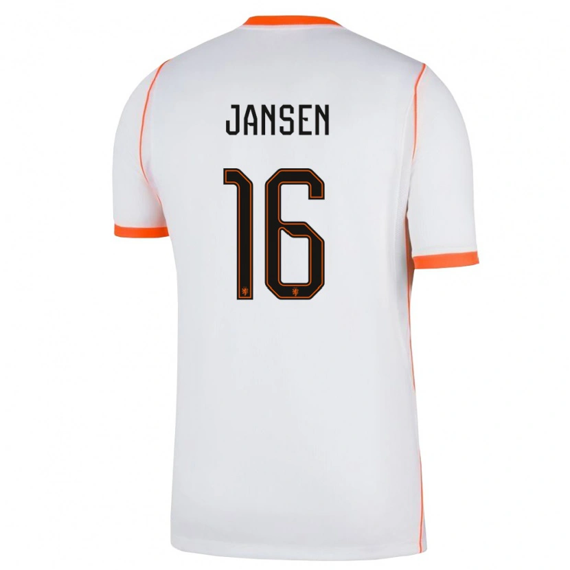 Danxen Men Netherlands Sem Jansen #16 White Orange Away Jersey 26-28 T-Shirt