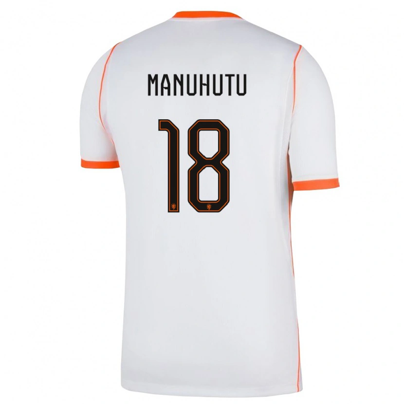 Danxen Men Netherlands Rivas Manuhutu #18 White Orange Away Jersey 26-28 T-Shirt