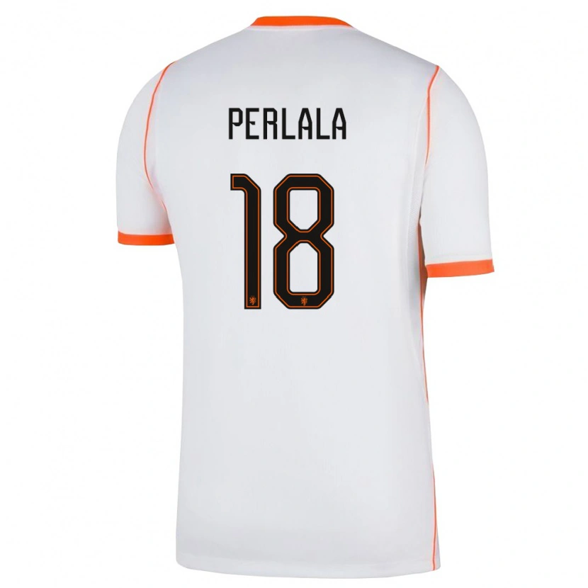 Danxen Men Netherlands Lorenc Perlala #18 White Orange Away Jersey 26-28 T-Shirt
