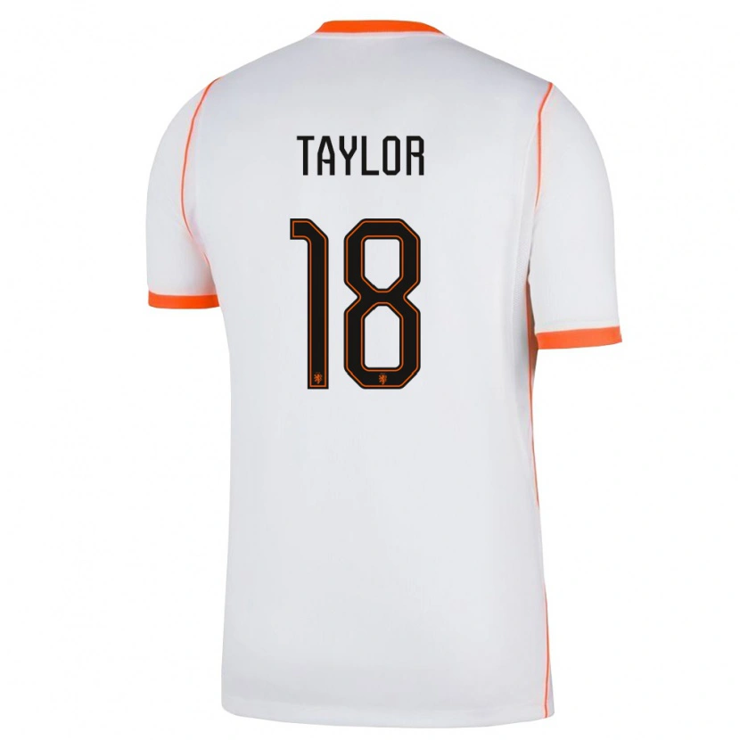 Danxen Men Netherlands Kenneth Taylor #18 White Orange Away Jersey 26-28 T-Shirt