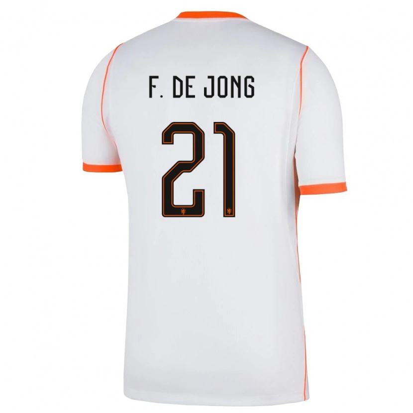 Danxen Men Netherlands Frenkie De Jong #21 White Orange Away Jersey 26-28 T-Shirt