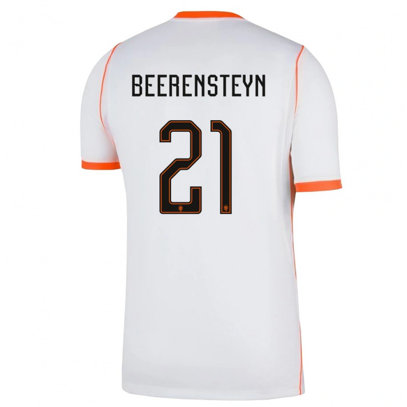 Danxen Men Netherlands Lineth Beerensteyn #21 White Orange Away Jersey 26-28 T-Shirt