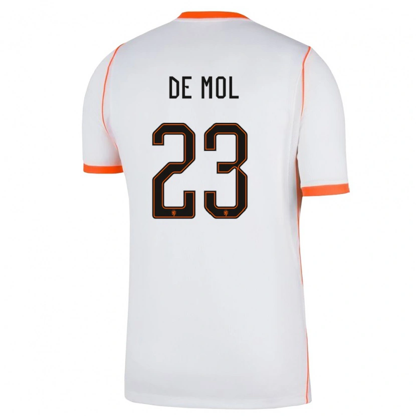 Danxen Men Netherlands Stenn De Mol #23 White Orange Away Jersey 26-28 T-Shirt